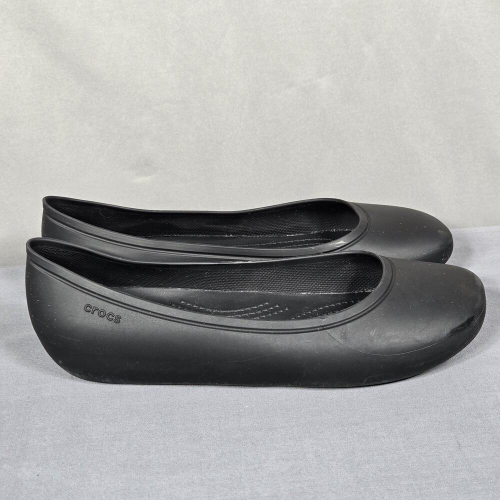 Crocs Ballet Flats Womens Size 7 Black Round Toe Slip On Work Comfort Casual